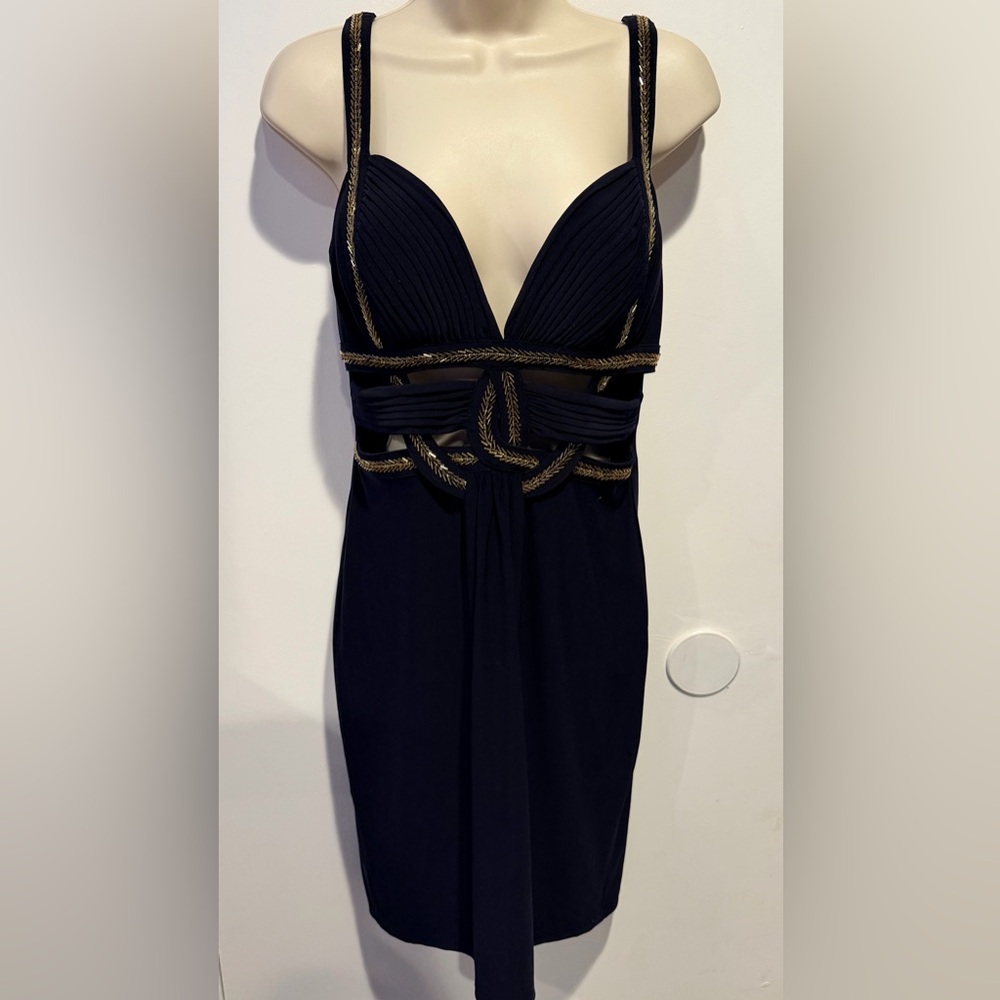 Adam Elegant Black Dress with Gold Accents
